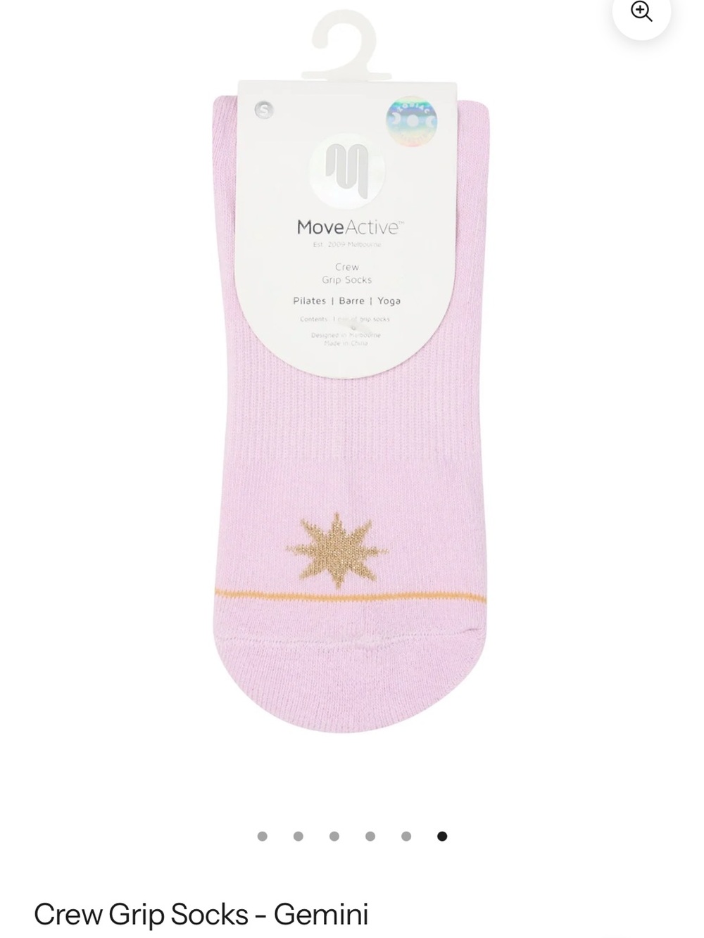 Stance MoveActive Crew Grip Socks - Light Pink with Gold Star